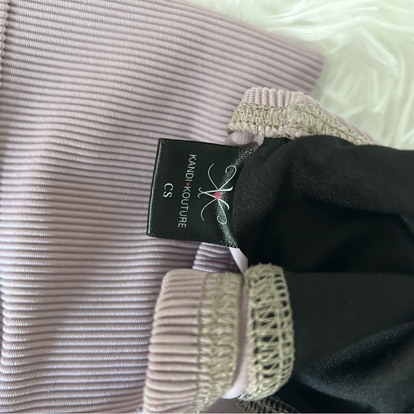 Purple Ribbed Kandi Kouture dance Bra top and Shorts Set CS - Picture 3 of 4